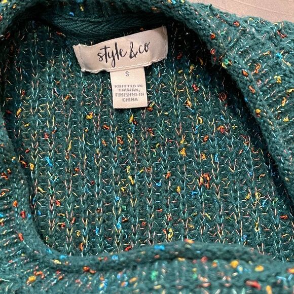 Style & Co. Ribbed Green Sweater W/Multi-Colors - Picture 7 of 7